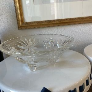 Vintage Large Footed Crystal Glass Bowl